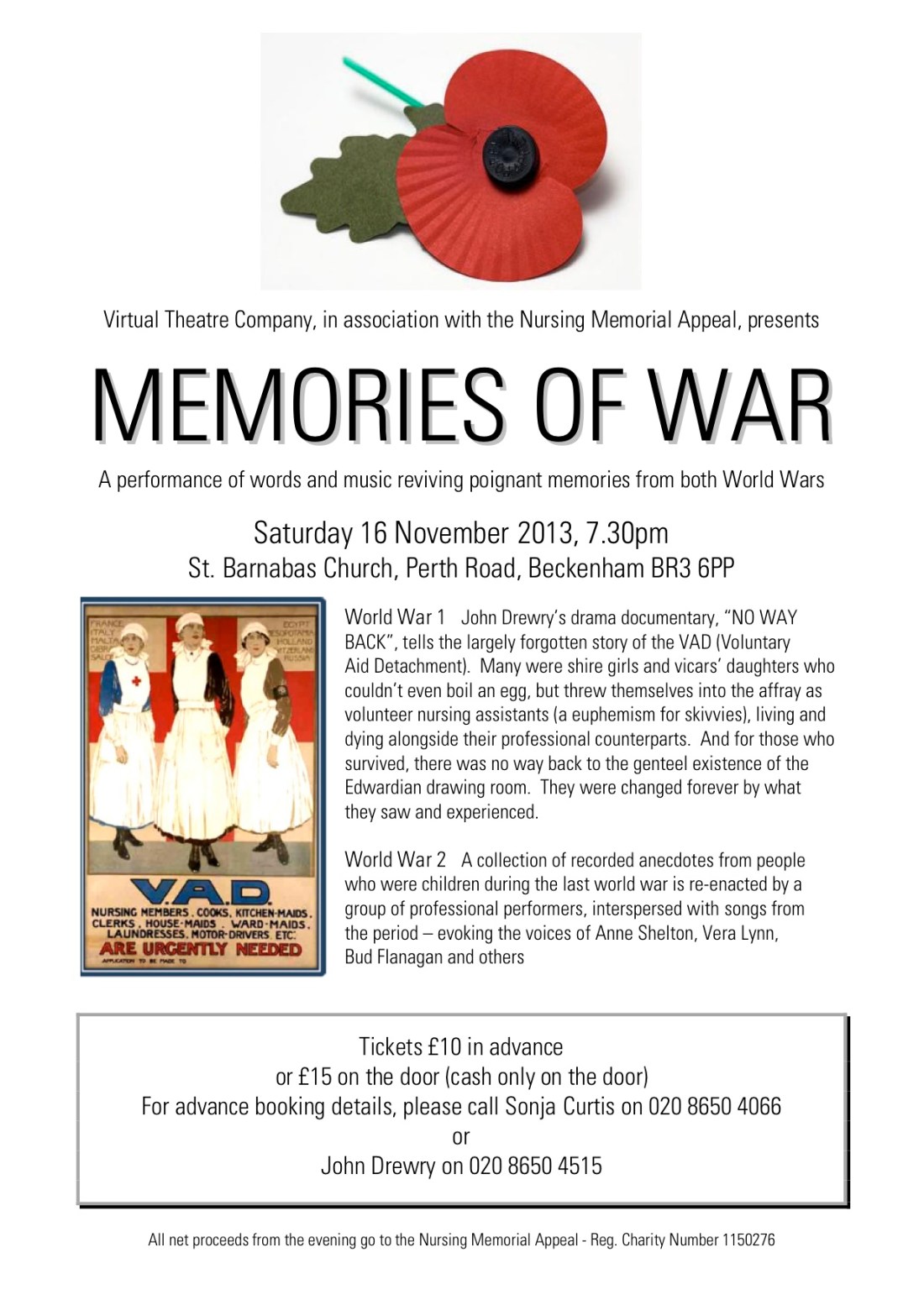 MEMORIES OF WAR flyer
