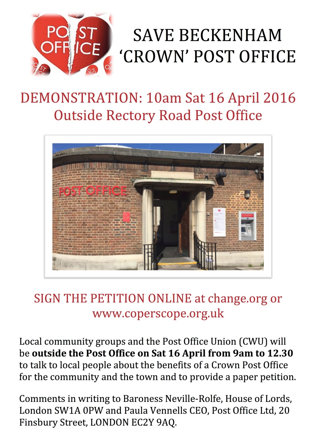 SAVE BECKENHAM ‘CROWN’ POST OFFICE